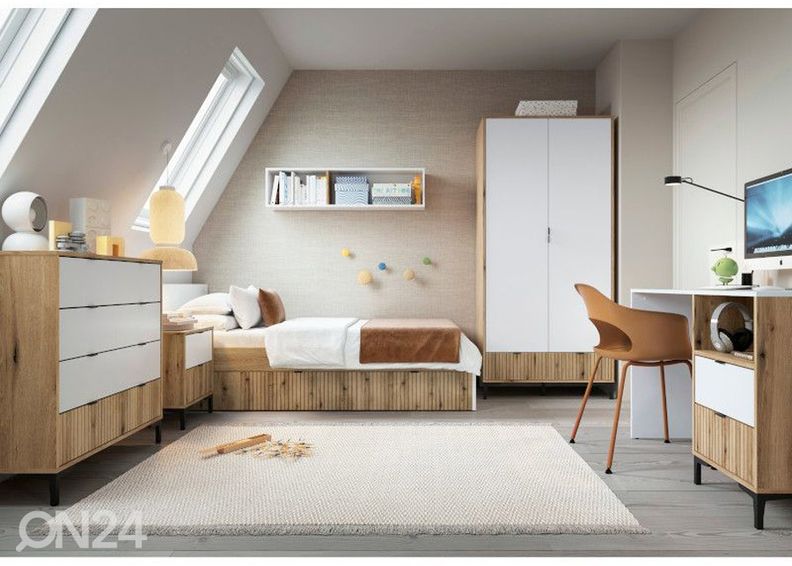 Кровать Ricko 120x200 cm, белый/дуб увеличить