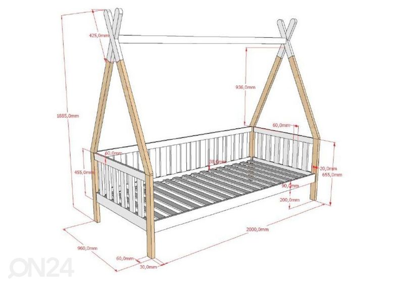 Кровать Tipi 90x200 cm увеличить