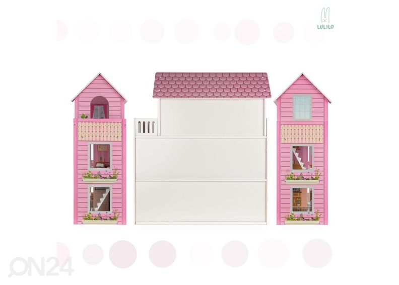 Кукольный домик + розовая мебель 70 см увеличить
