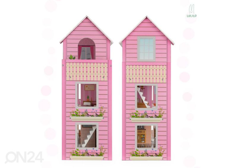 Кукольный домик + розовая мебель 70 см увеличить