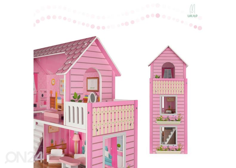 Кукольный домик + розовая мебель 70 см увеличить