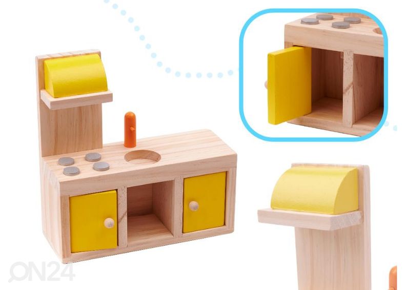 Кукольный домик + розовая мебель 90 см со светодиодной подсветкой увеличить