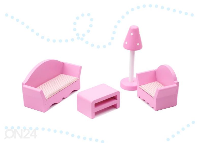 Кукольный домик + розовая мебель 90 см со светодиодной подсветкой увеличить