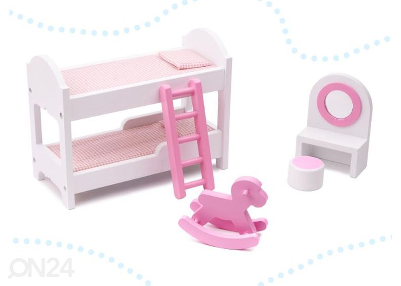 Кукольный домик + розовая мебель 90 см со светодиодной подсветкой увеличить