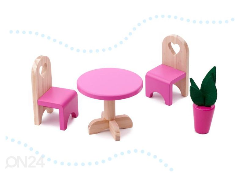 Кукольный домик + розовая мебель 90 см со светодиодной подсветкой увеличить