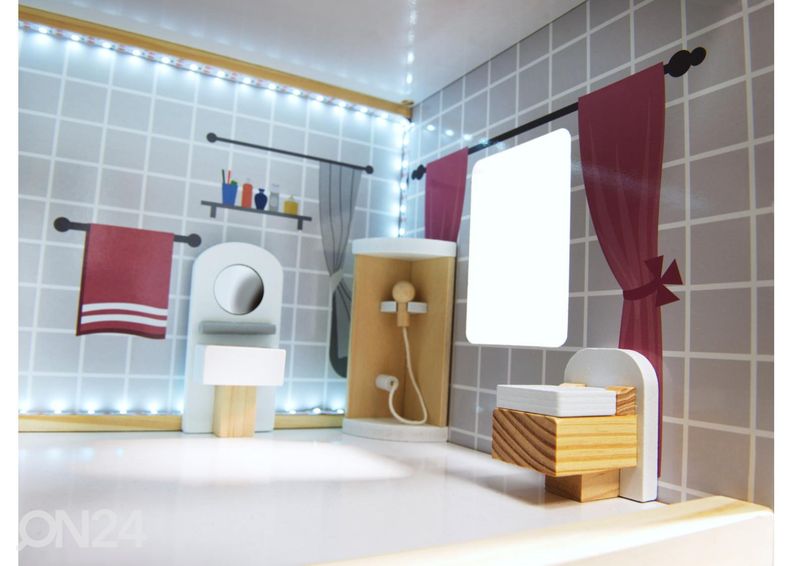 Кукольный домик 78 см со светодиодной подсветкой + мебель увеличить