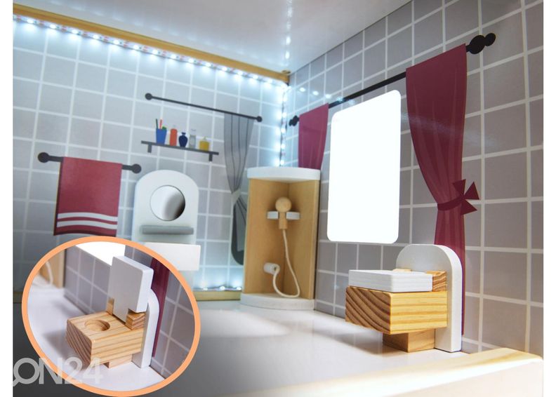 Кукольный домик 78 см со светодиодной подсветкой + мебель увеличить