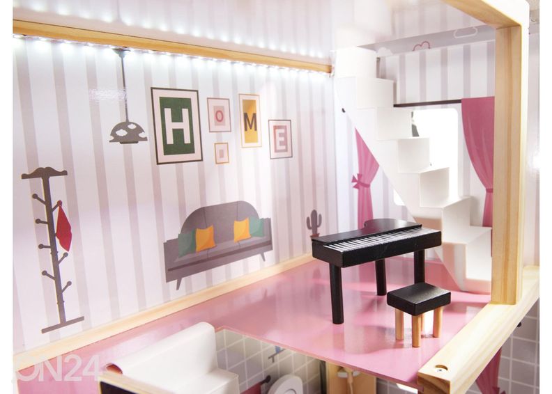 Кукольный домик 78 см со светодиодной подсветкой + мебель увеличить