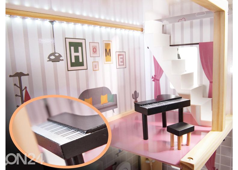 Кукольный домик 78 см со светодиодной подсветкой + мебель увеличить