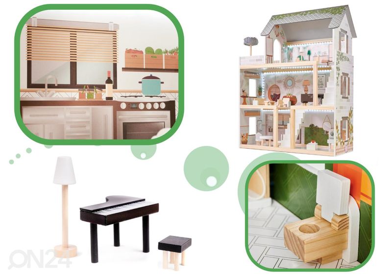 Кукольный дом + мебель Boho 78 см со светодиодной подсветкой увеличить