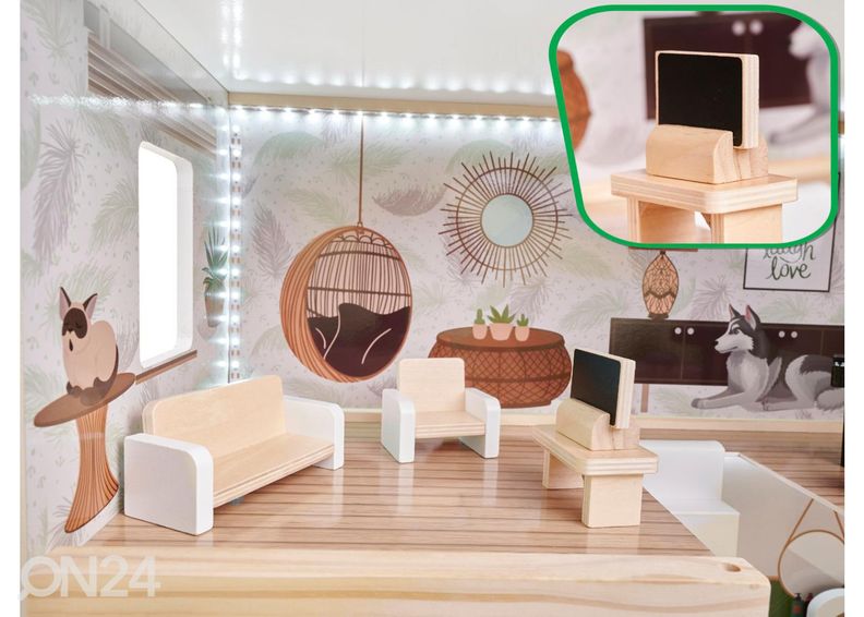 Кукольный дом + мебель Boho 78 см со светодиодной подсветкой увеличить