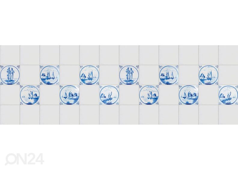 Кухонный фартук Blue Delft Tiles 180x60 см увеличить