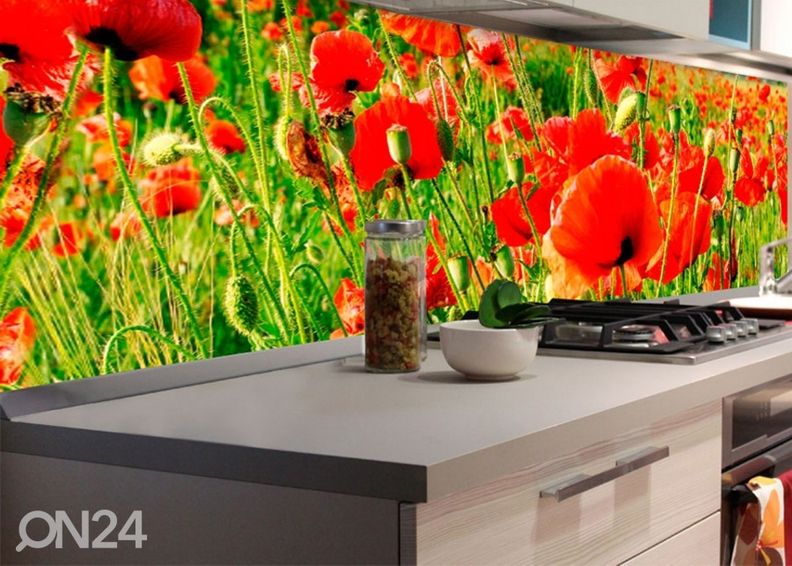 Кухонный фартук Red poppies 180x60 см увеличить