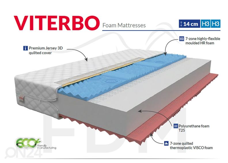 Матрас безпружинный Viterbo 160x200 см увеличить
