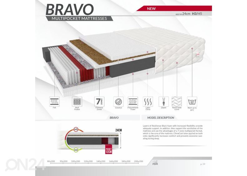 Матрас Bravo 80x200 cm увеличить