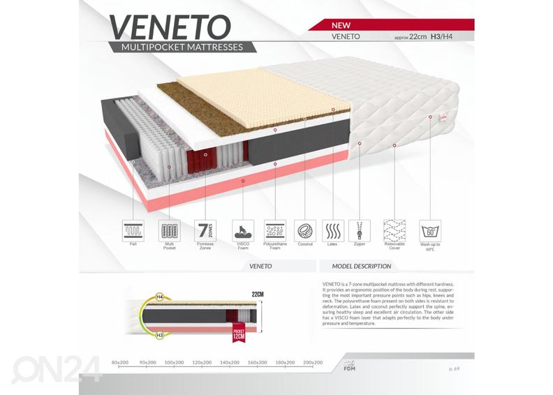 Матрас Veneto 100x200 cm увеличить