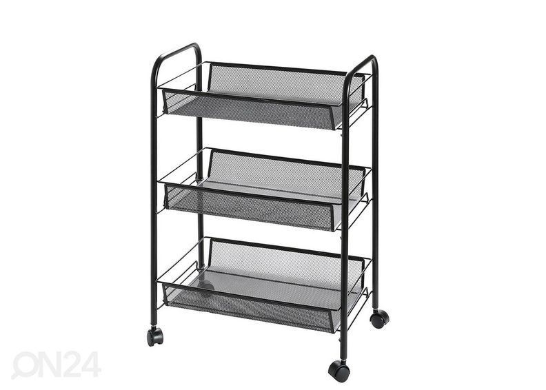 Металлическая полка на колесиках, черный увеличить