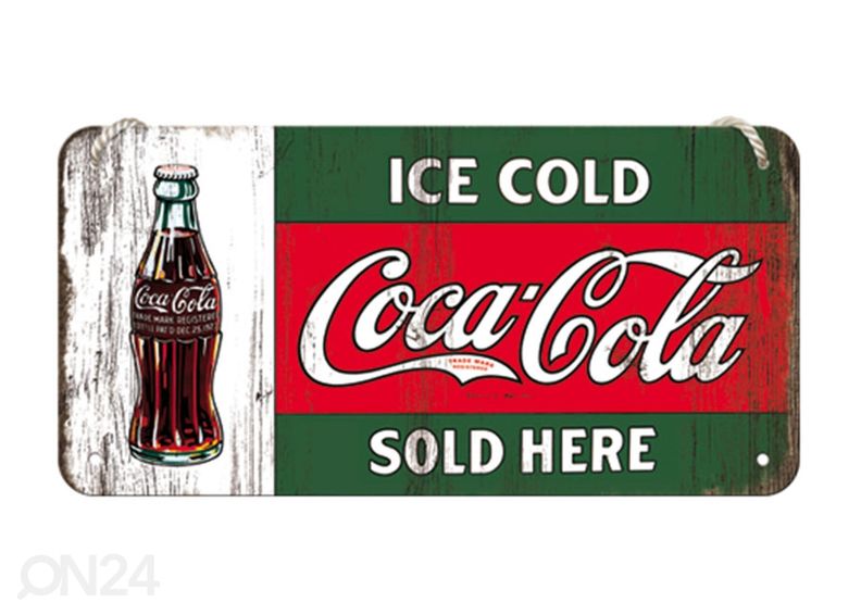 Металлический постер в ретро-стиле Coca-Cola Ice Cold Sold Here 10x20 cm увеличить