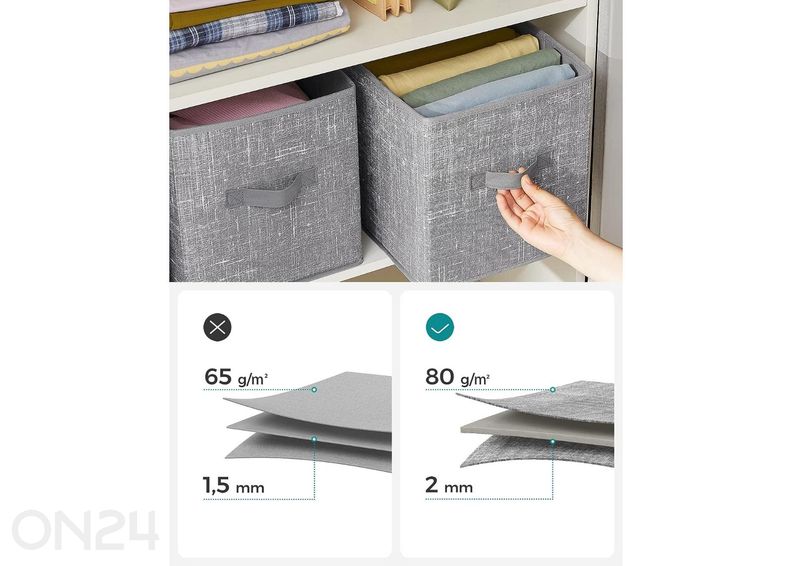 Набор из 6 коробок для хранения, серые увеличить