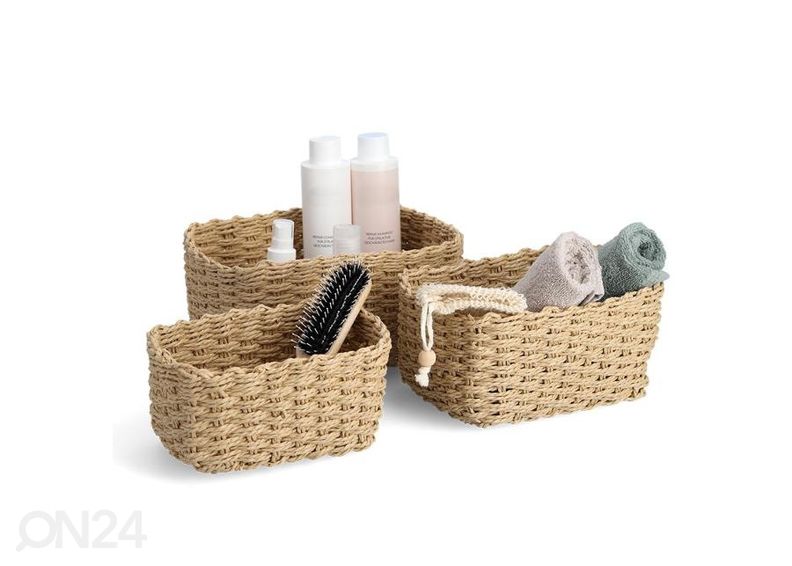 Набор корзин для хранения, 3 шт., натуральный увеличить
