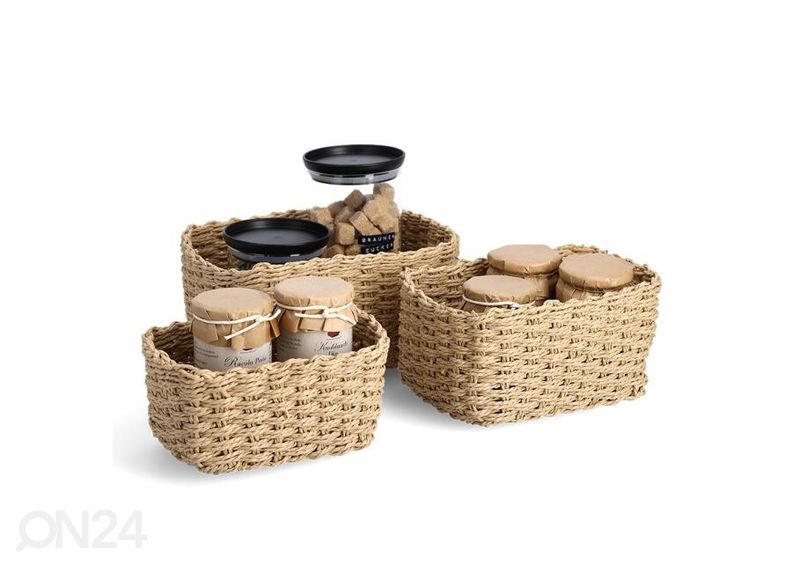 Набор корзин для хранения, 3 шт., натуральный увеличить