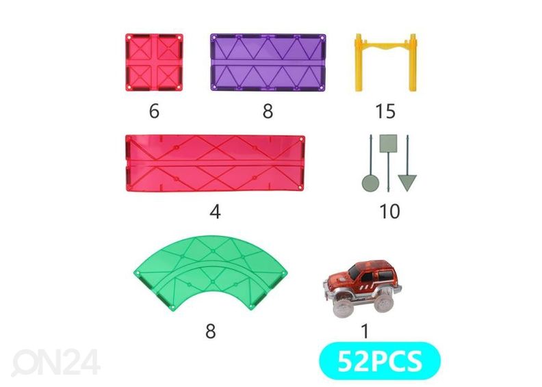 Набор магнитных блоков MNTL дорожка для машин, 52 детали увеличить