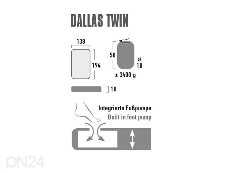 Надувной матрас High Peak Dallas Twin 194x138x10 см светло-зеленый увеличить