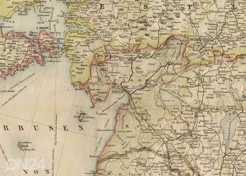 Настенная карта Regio Liv-Est-Kurland 1898 с рамой увеличить
