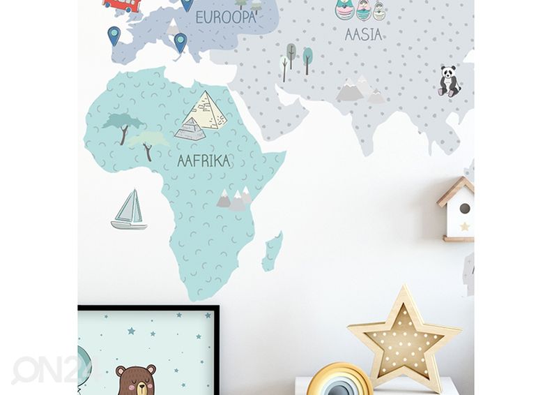 Настенная наклейка Карта мира S на эстонском языке, мятная увеличить