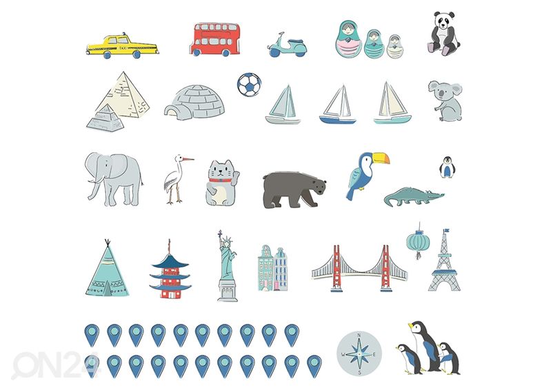 Настенная наклейка Карта мира S на эстонском языке, мятная увеличить