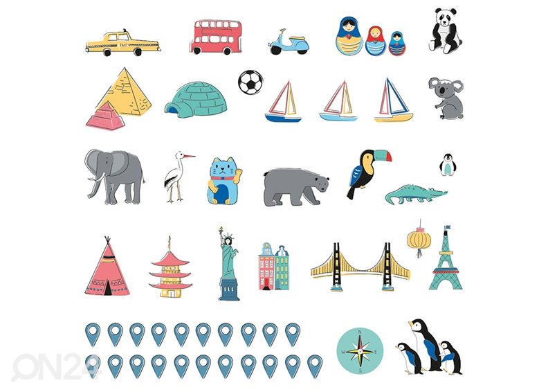 Настенная наклейка Карта мира S на эстонском языке, разноцветная увеличить