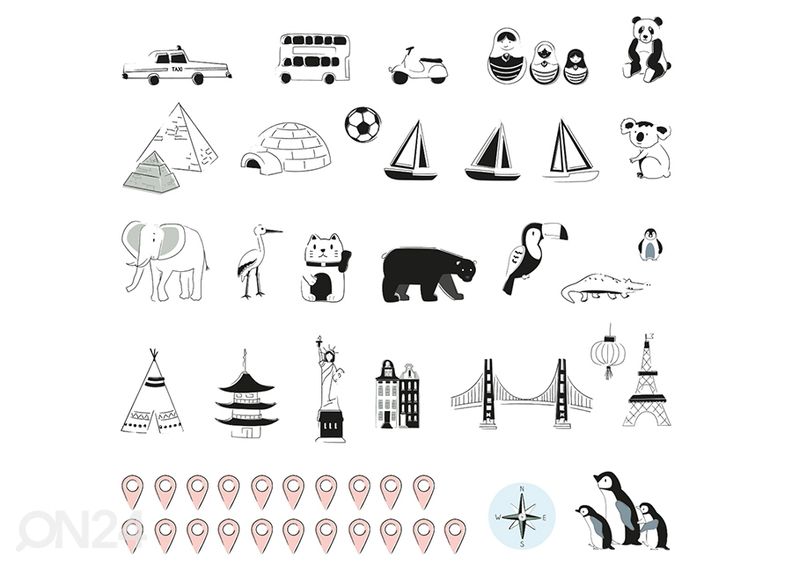 Настенная наклейка Карта мира S на эстонском языке, eco увеличить