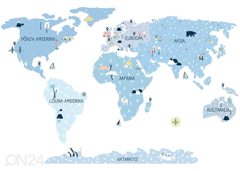 Настенная наклейка Карта мира S на эстонском языке, ice cold увеличить