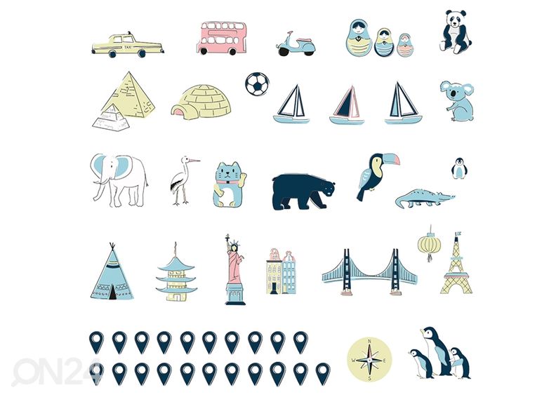 Настенная наклейка Карта мира S на эстонском языке, ice cold увеличить