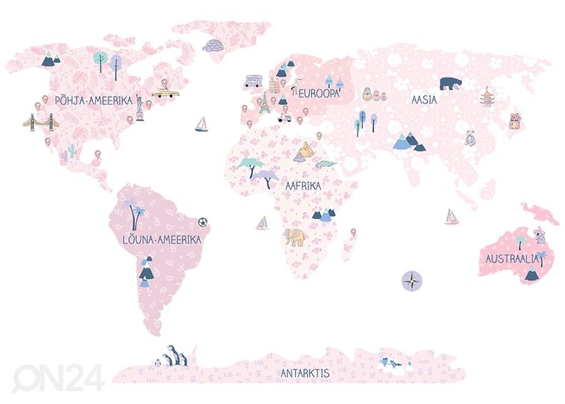 Настенная наклейка Карта мира S на эстонском языке, spring flower увеличить
