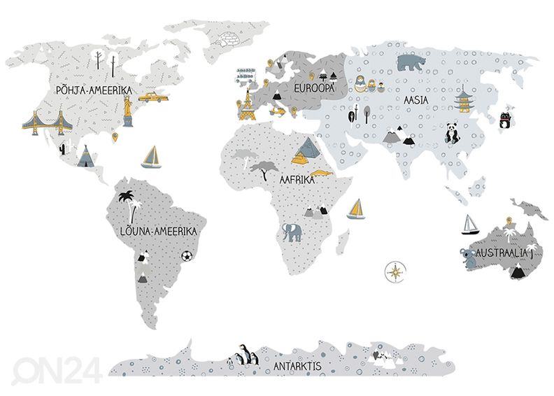 Настенная наклейка Карта M на эстонском языке, серая увеличить