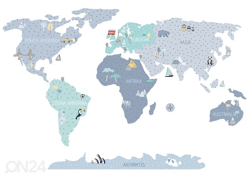 Настенная наклейка Карта S на эстонском языке, синяя увеличить