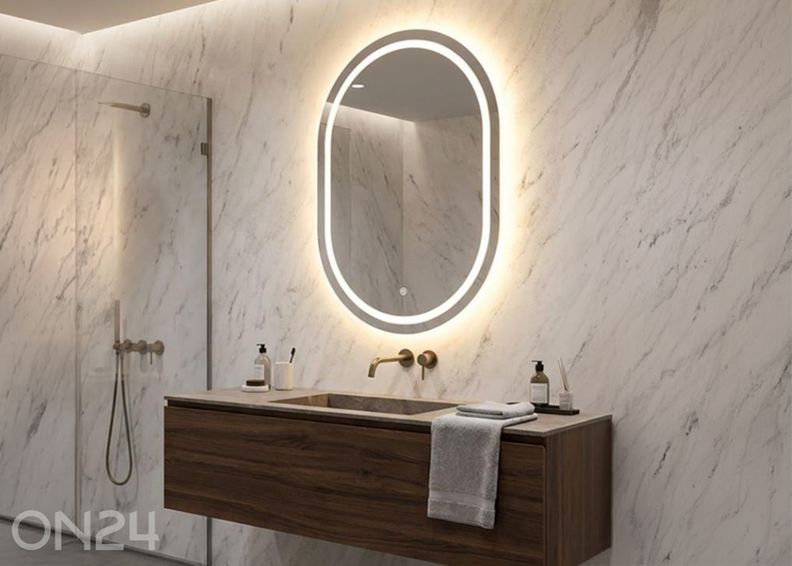 Настенное зеркало LED 60x8 см, серебристое увеличить