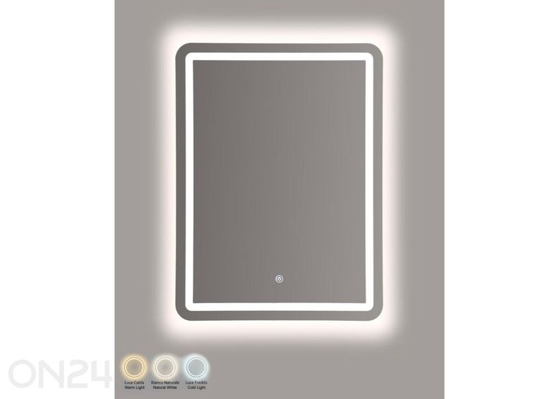 Настенное зеркало LED 60x80 см, серебристое увеличить