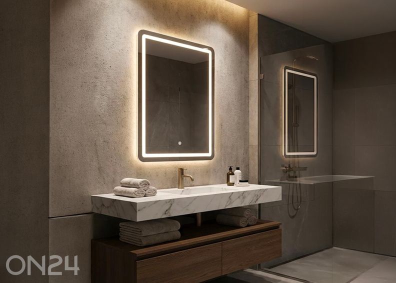 Настенное зеркало LED 60x80 см, серебристое увеличить