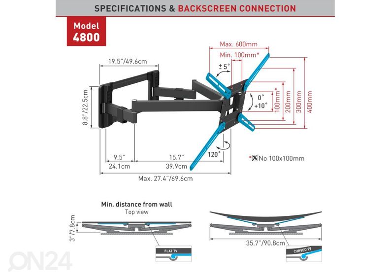 Настенное крепление для телевизора Barkan 4800.B 32 "- 90" увеличить