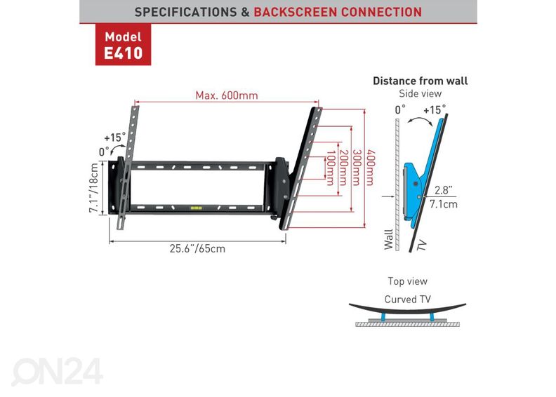 Настенное крепление для телевизора Barkan E410.B 32"- 90" увеличить