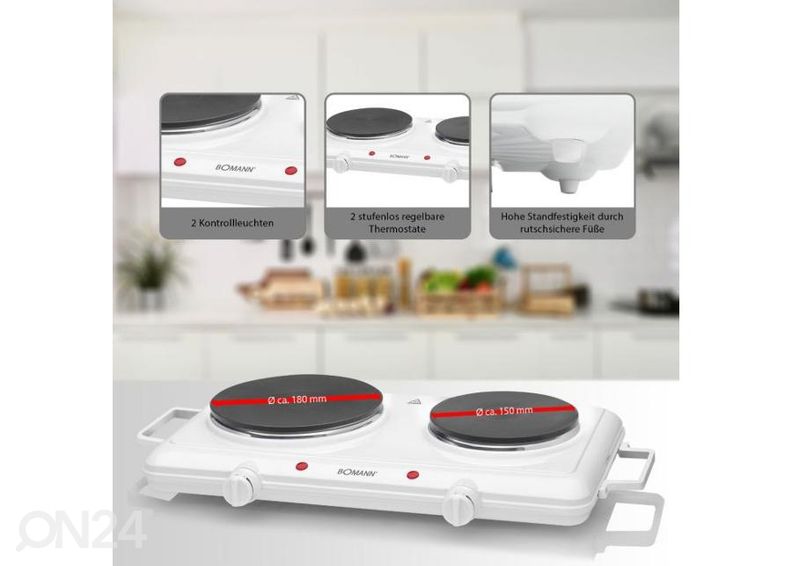 Настольная плита с 2 конфорками Bomann DKP5028CB, белый увеличить