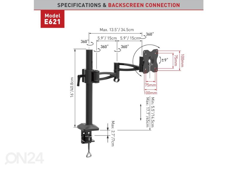 Настольное крепление для монитора Barkan E621.B 13 "- 29" увеличить