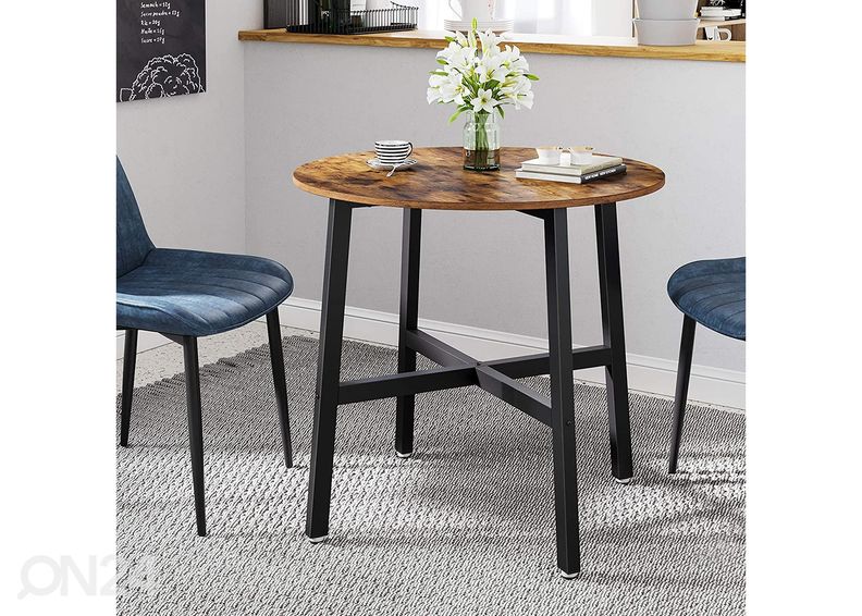 Обеденный стол Ø80 cm, коричневый/чёрный увеличить