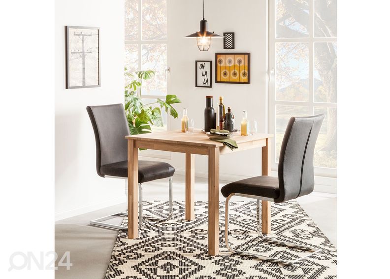 Обеденный стол из массива дуба Lem 90x90 cm, белое масло увеличить