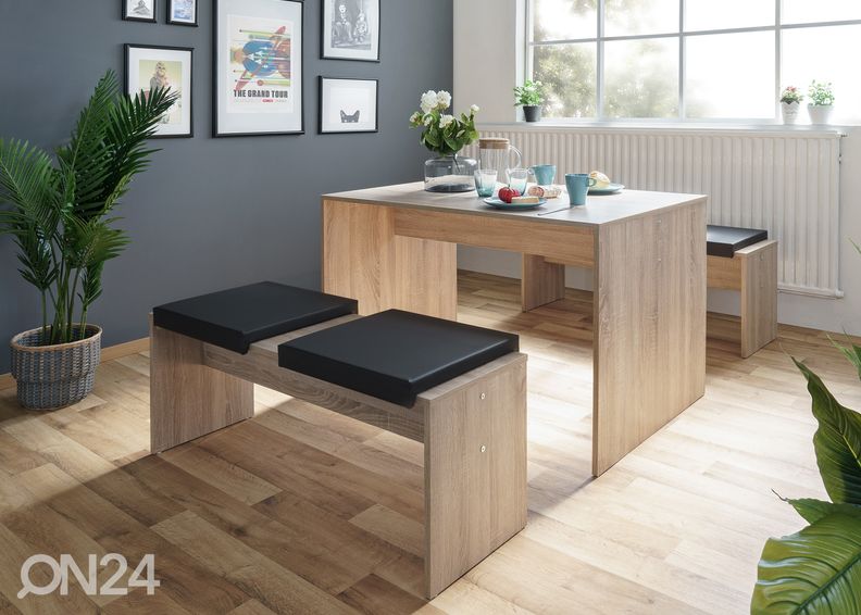 Обеденный стол Berlin 118x78 см + 2 скамьи увеличить