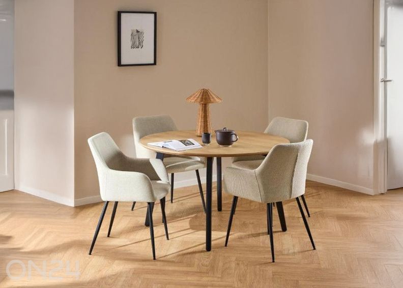 Обеденный стол Ziida D120 дуб/черный увеличить