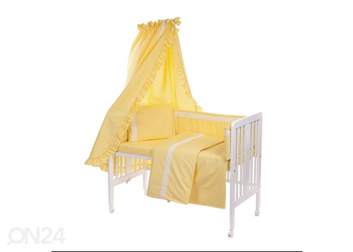 Одеяло, подушка, мягкая боковина и постельное белье с кружевом увеличить