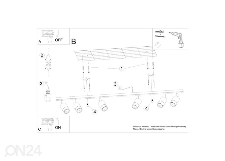 отолочный светильник Nero 6, черный/хром увеличить